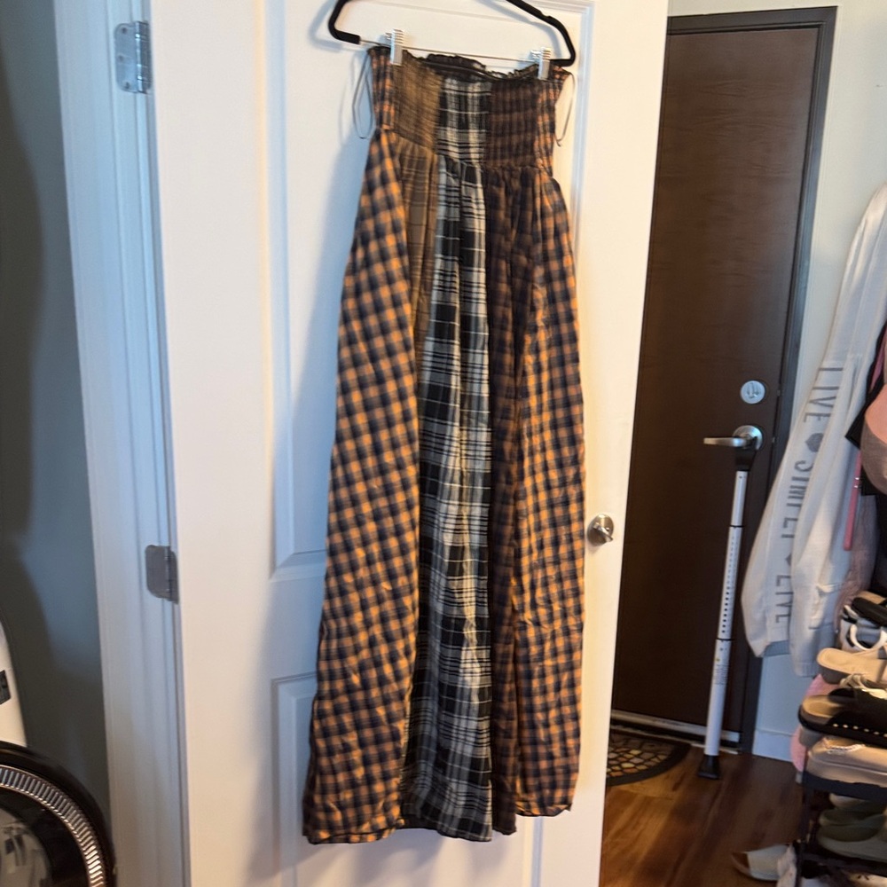 Fashion Nova Plaid Maxi Dress in Brown and Black